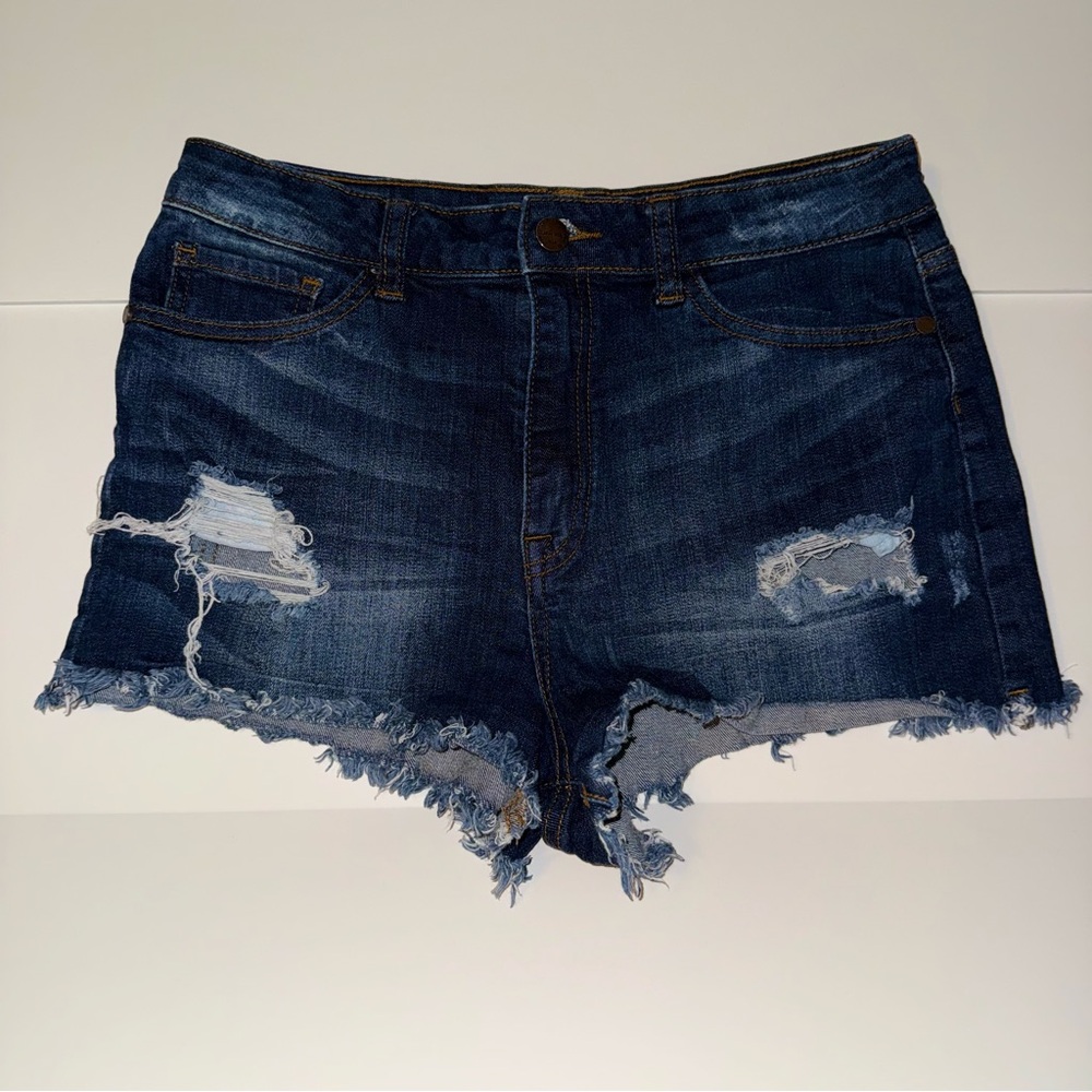 Sneak Peek Blue Jean Shorts Distressed Frayed Hem